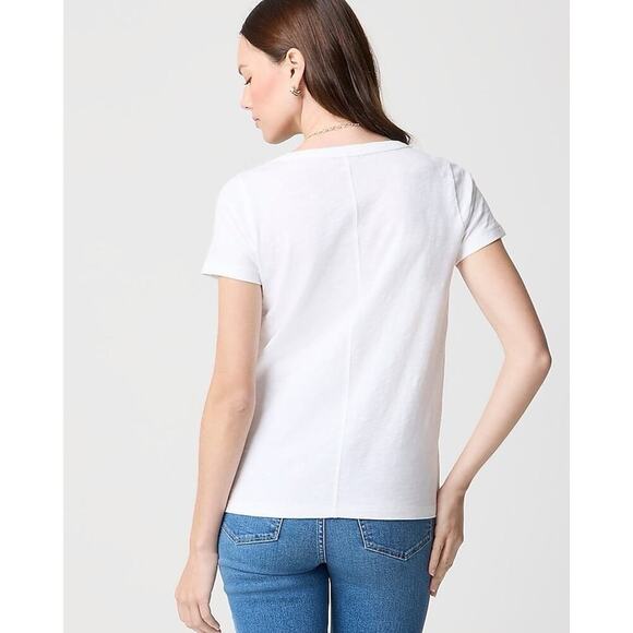 J.Crew Factory Girlfriend Tee XXS White Cotton Short Sleeve Crewneck T-Shirt - Picture 3 of 8